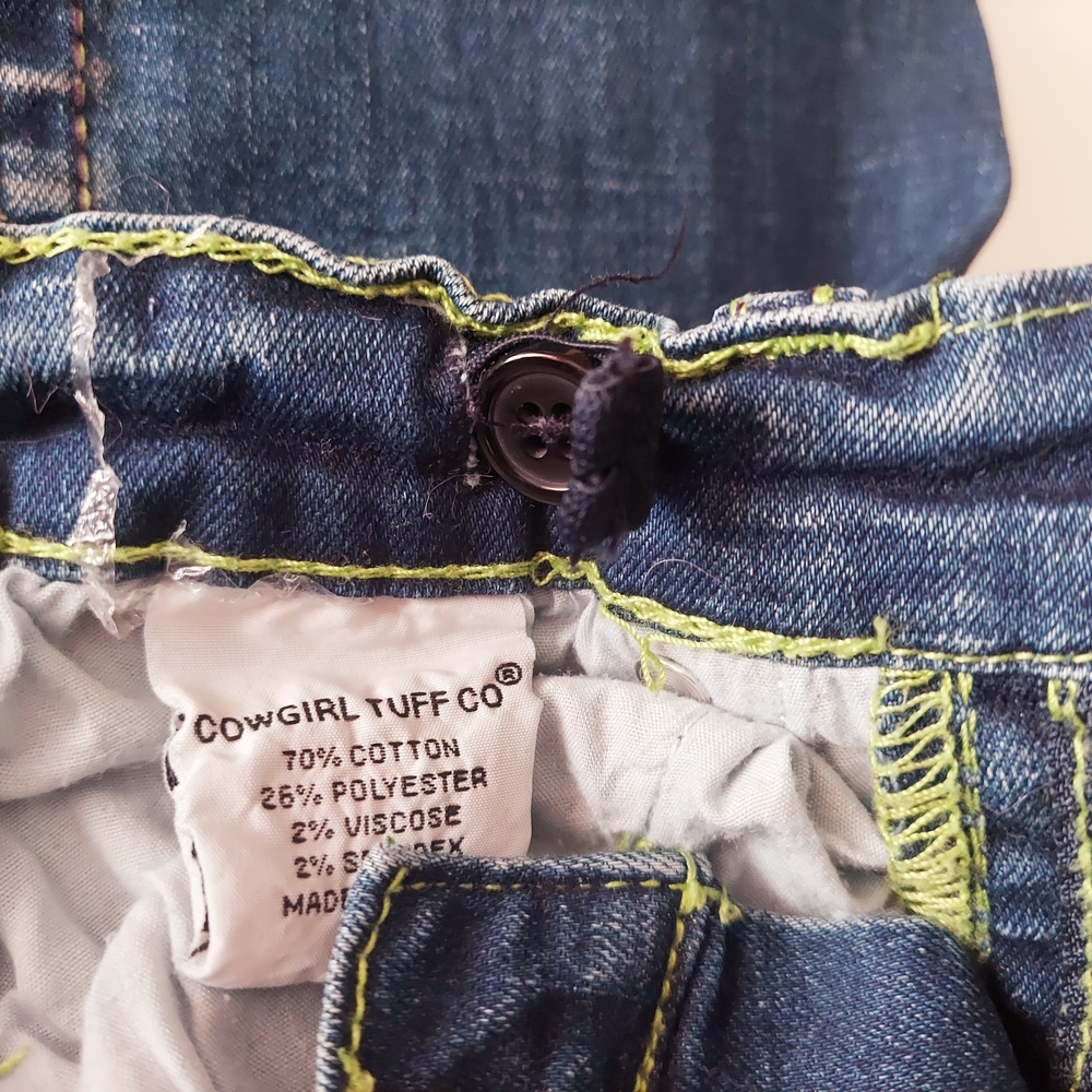 Cowgirl Tuff Girls Jeans Adjustable Waist Elastic Aztec Reboot Embroidered Sz 8 - Picture 7 of 9